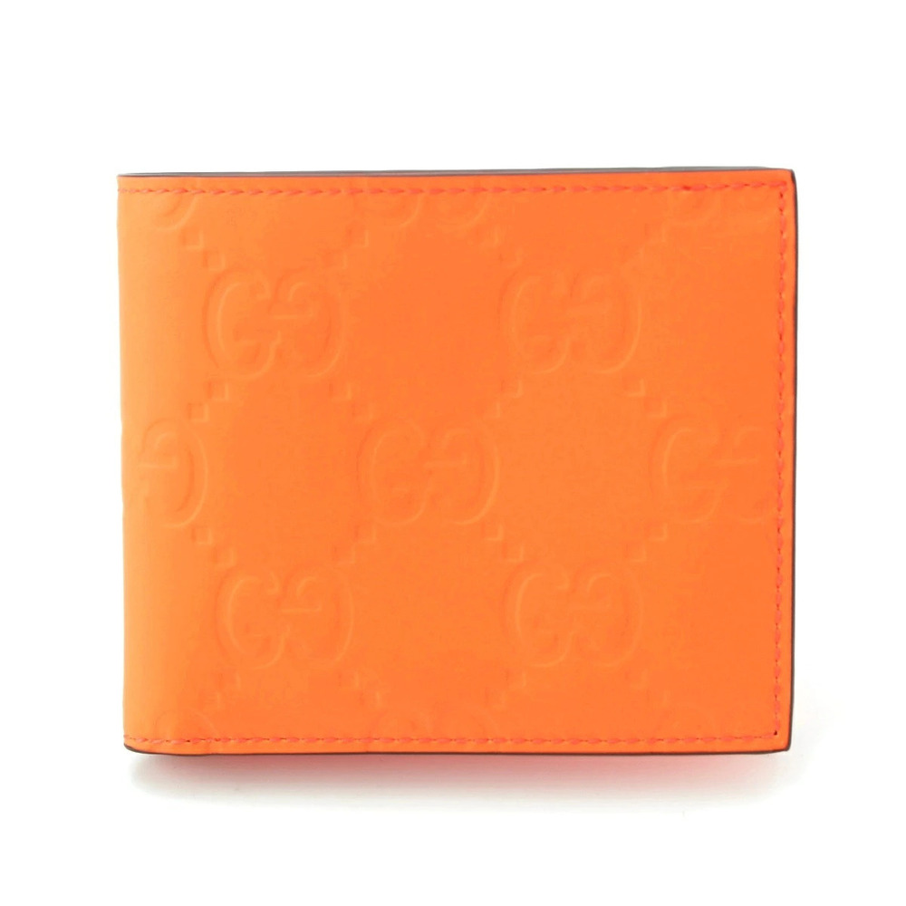 Gucci Leather GG Effect Compact Wallet Bi fold Orange